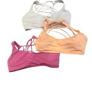 lululemon Sports Bra bundle - White, Peach, and Pink free to be wild